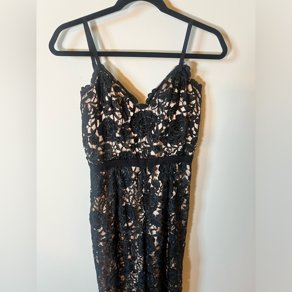 Catherine Deane Lace Cami-Strap Jumpsuit, Black/Almond | size 6 - Picture 5 of 12